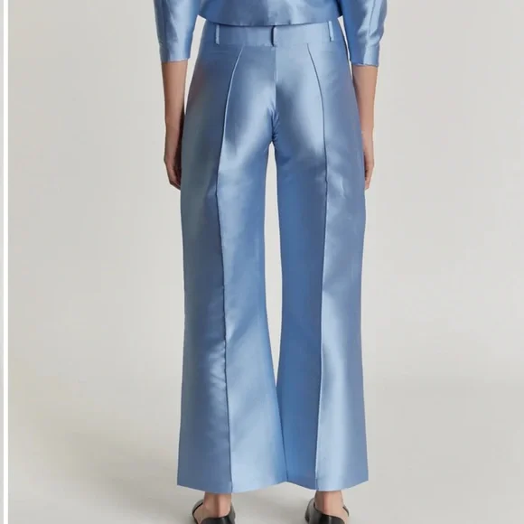Destree Niagara blue satin straight pants - Picture 2 of 7